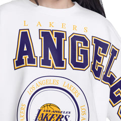 White Los Angeles Lakers G-III 4Her by Carl Banks Women's Bleachers Cropped French Terry Sweatshirt | NBA