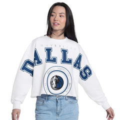 White Dallas Mavericks G-III 4Her by Carl Banks Women's Bleachers Cropped French Terry Sweatshirt sale | NBA