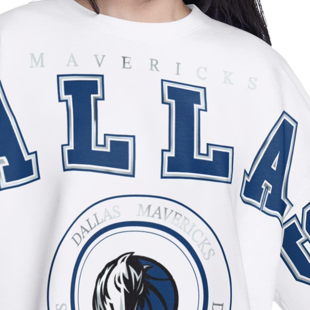 White Dallas Mavericks G-III 4Her by Carl Banks Women's Bleachers Cropped French Terry Sweatshirt sale | NBA