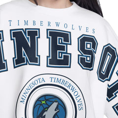 White Minnesota Timberwolves G-III 4Her by Carl Banks Women's Bleachers Cropped French Terry Sweatshirt | NBA