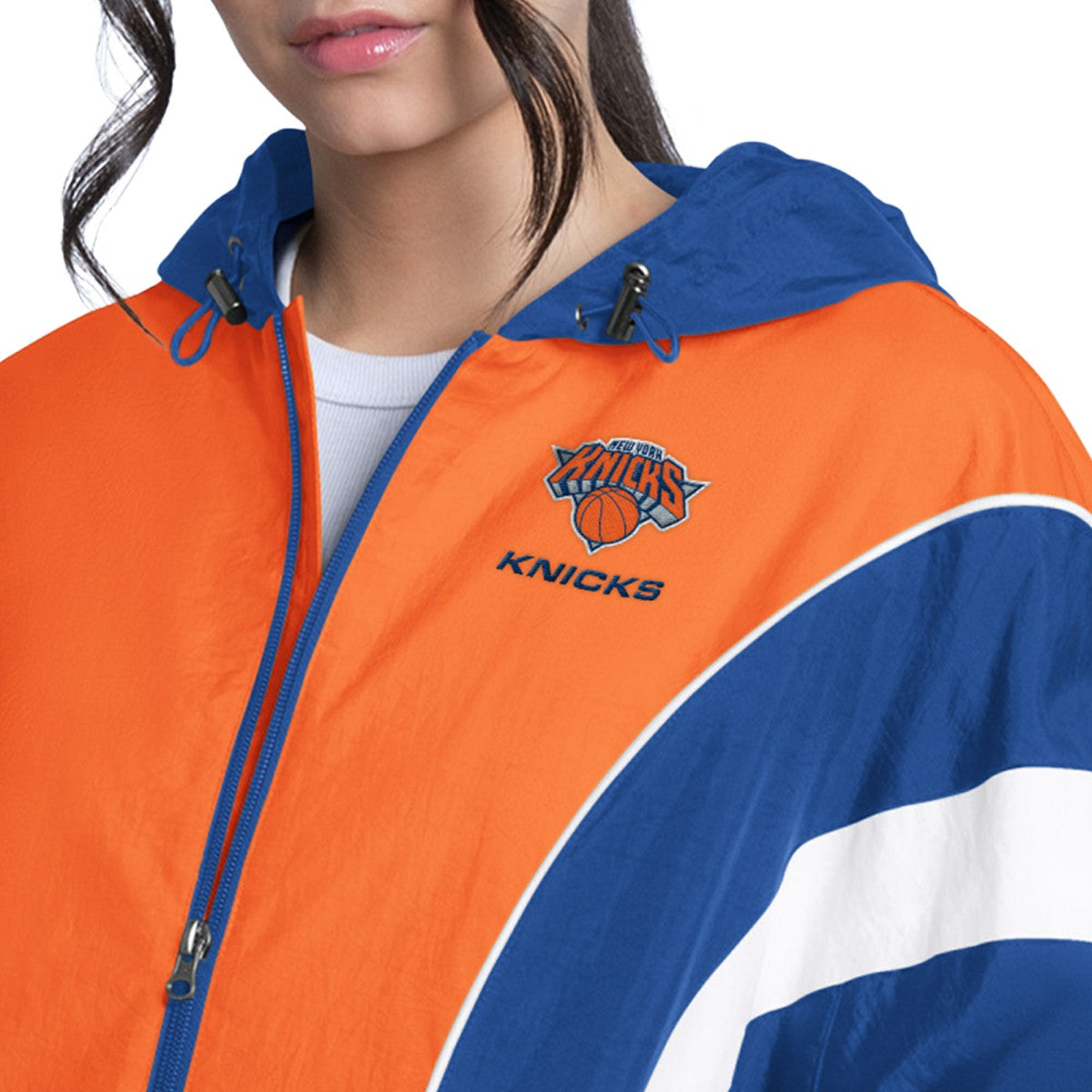Royal/Orange New York Knicks G-III 4Her by Carl Banks Women's Quarterback Lightweight Oversized Full-Zip Jacket | NBA