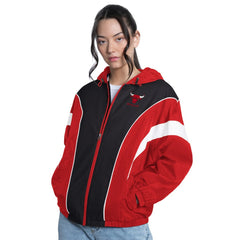 Red/Black Chicago Bulls G-III 4Her by Carl Banks Women's Quarterback Lightweight Oversized Full-Zip Jacket | NBA