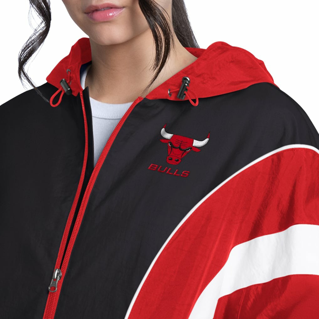 Red/Black Chicago Bulls G-III 4Her by Carl Banks Women's Quarterback Lightweight Oversized Full-Zip Jacket | NBA