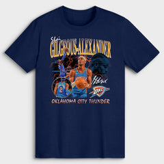 Navy Shai Gilgeous-Alexander Oklahoma City Thunder Player Collage T-Shirt | NBA