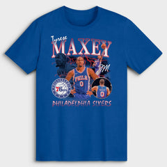 Royal Tyrese Maxey Philadelphia 76ers Player Collage T-Shirt | NBA