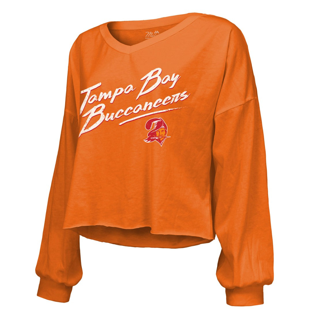 Tampa Bay Buccaneers Baker Mayfield  Majestic Threads Women's Off-Shoulder Script Name & Number V-Neck T-Shirt | NFL Hot