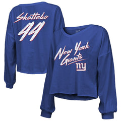 New York Giants Cam Skattebo  Majestic Threads Women's Script Name & Number Long Sleeve T-Shirt | NFL Outlet