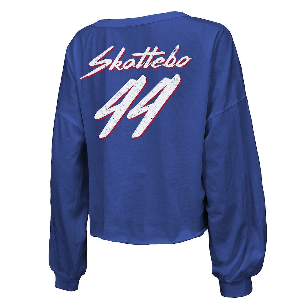New York Giants Cam Skattebo  Majestic Threads Women's Script Name & Number Long Sleeve T-Shirt | NFL Outlet