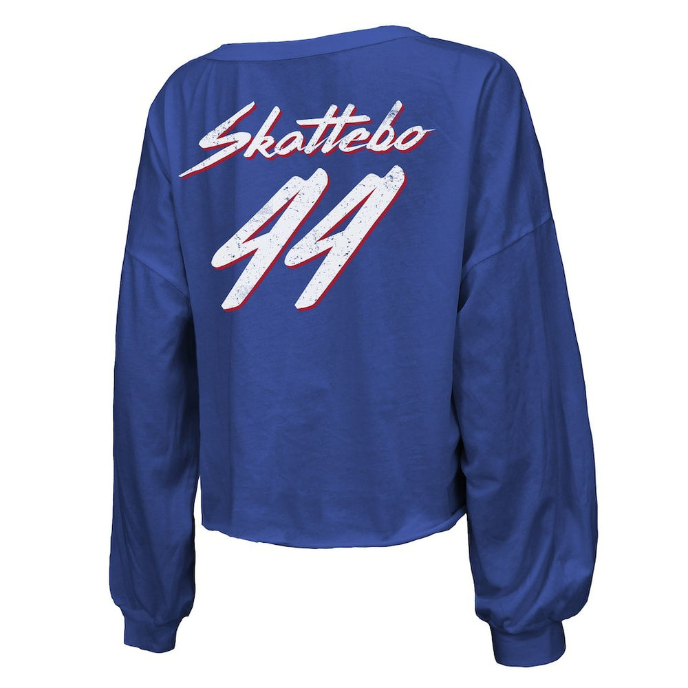 New York Giants Cam Skattebo  Majestic Threads Women's Script Name & Number Long Sleeve T-Shirt | NFL Outlet