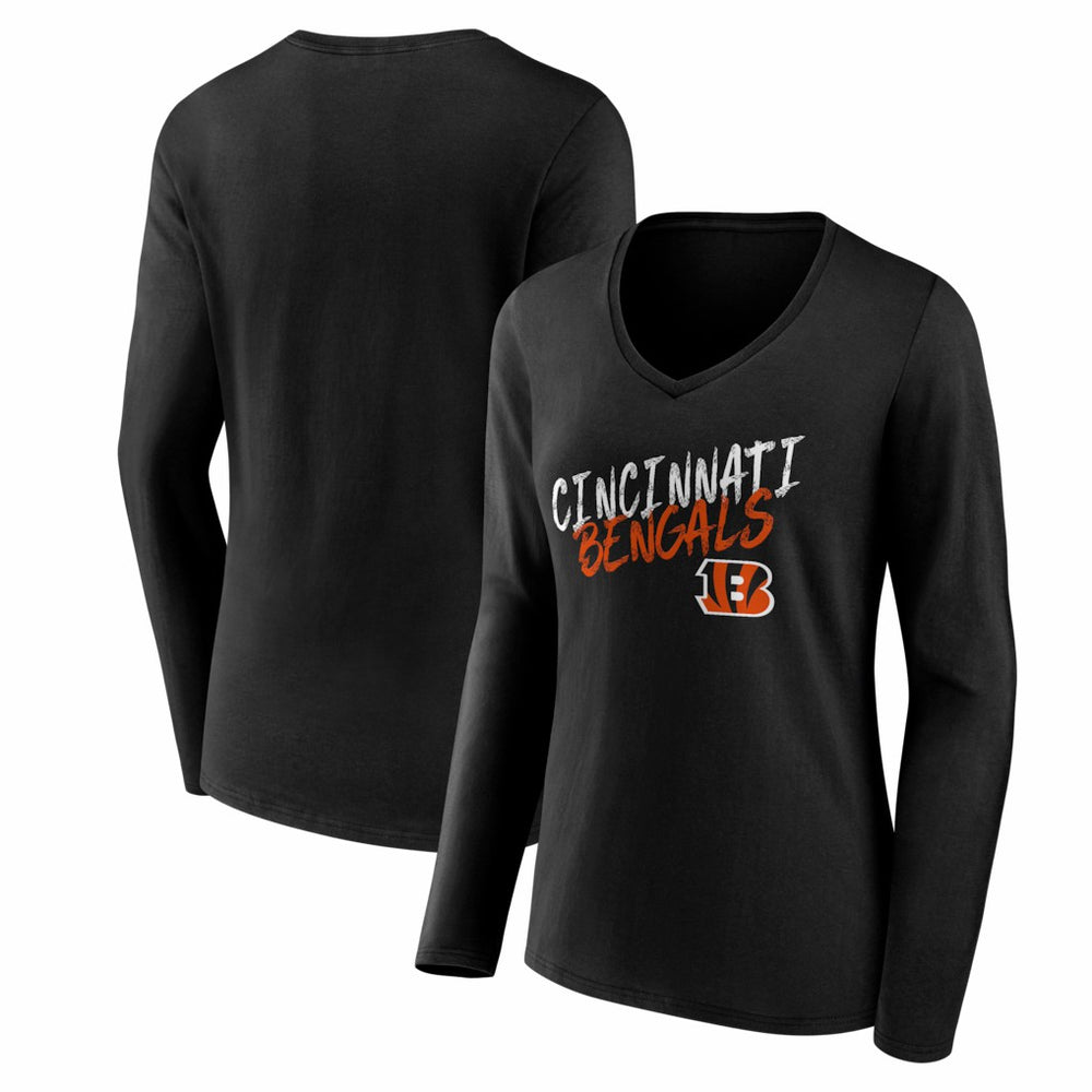 Cincinnati Bengals Women's Hustle Long Sleeve V-Neck T-Shirt | NFL Outlet