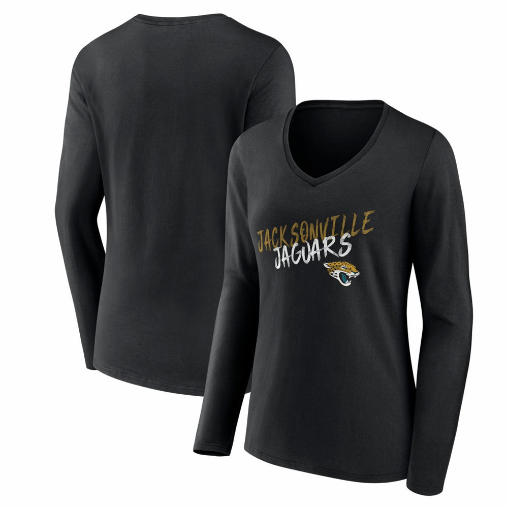Jacksonville Jaguars Women's Hustle Long Sleeve V-Neck T-Shirt | NFL Discount