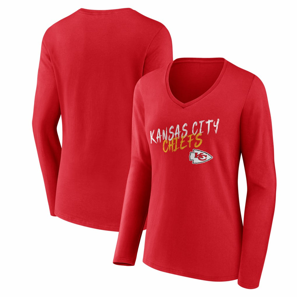 Kansas City Chiefs Women's Hustle Long Sleeve V-Neck T-Shirt | NFL US