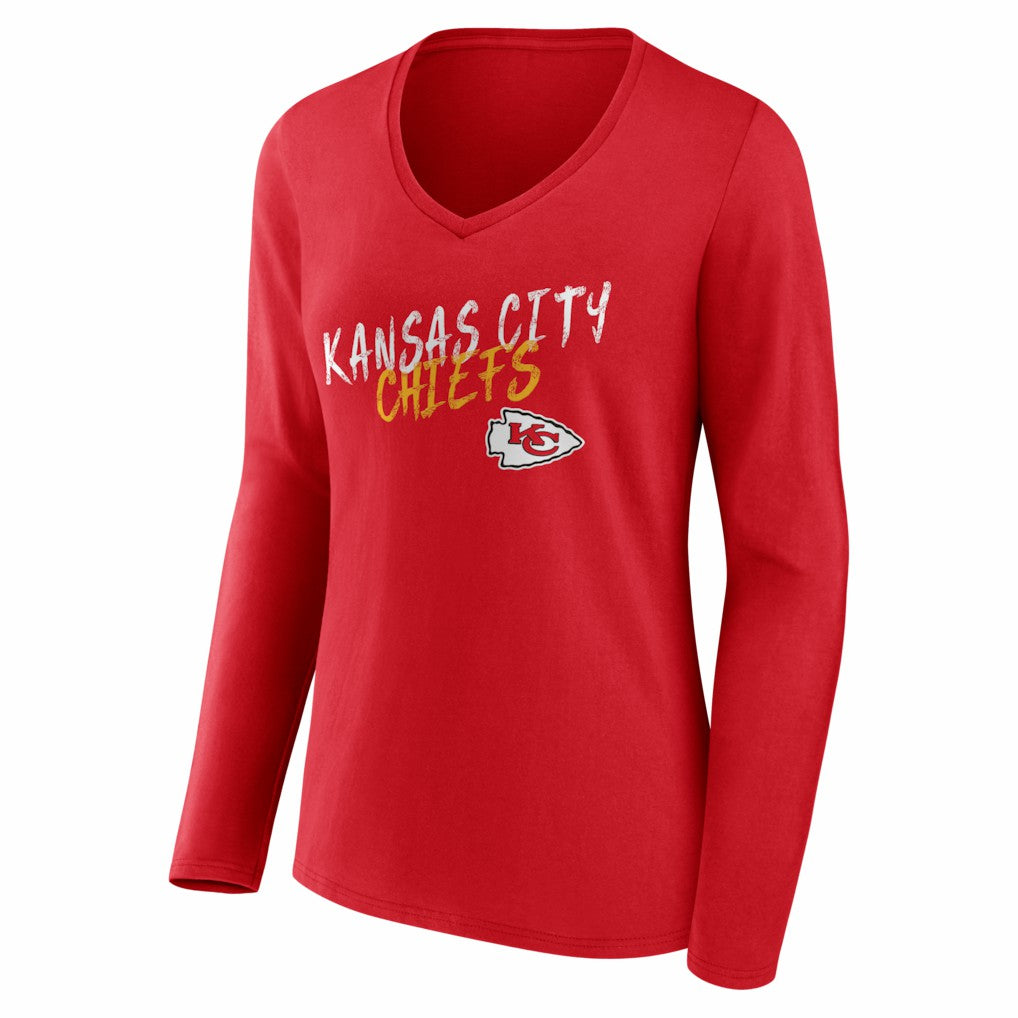Kansas City Chiefs Women's Hustle Long Sleeve V-Neck T-Shirt | NFL US
