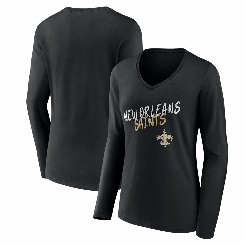 New Orleans Saints Women's Hustle Long Sleeve V-Neck T-Shirt | NFL Online