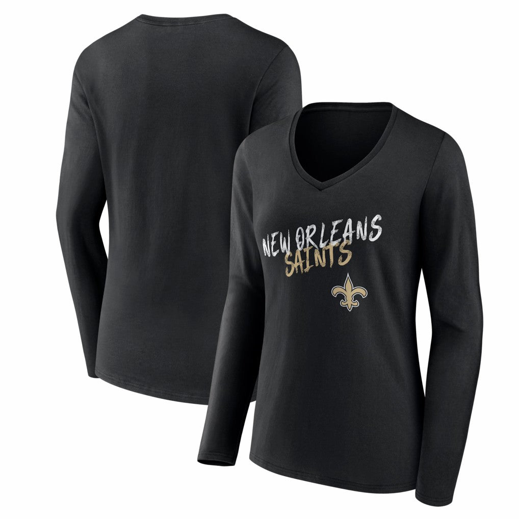 New Orleans Saints Women's Hustle Long Sleeve V-Neck T-Shirt | NFL Online
