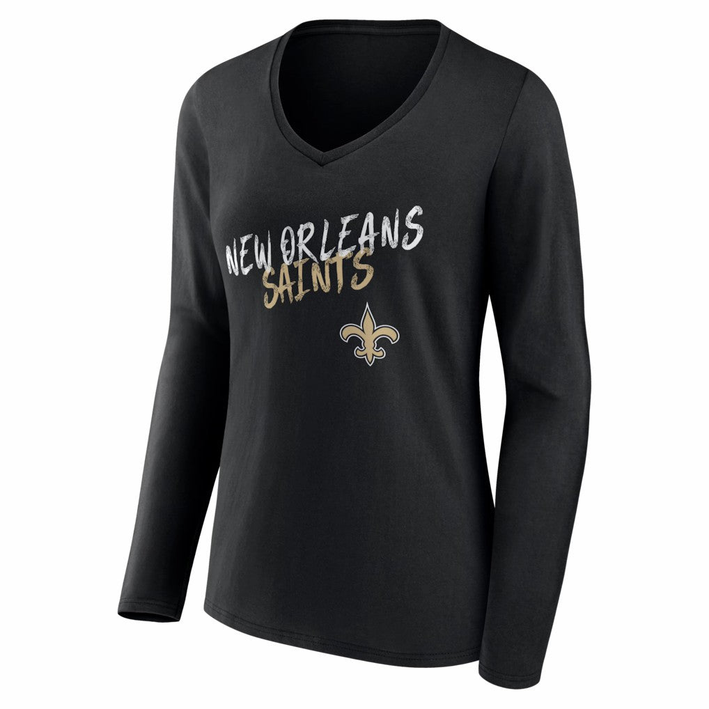 New Orleans Saints Women's Hustle Long Sleeve V-Neck T-Shirt | NFL Online