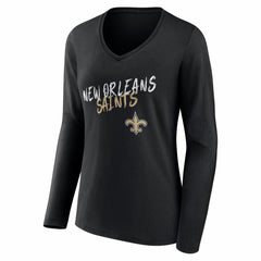 New Orleans Saints Women's Hustle Long Sleeve V-Neck T-Shirt | NFL Online