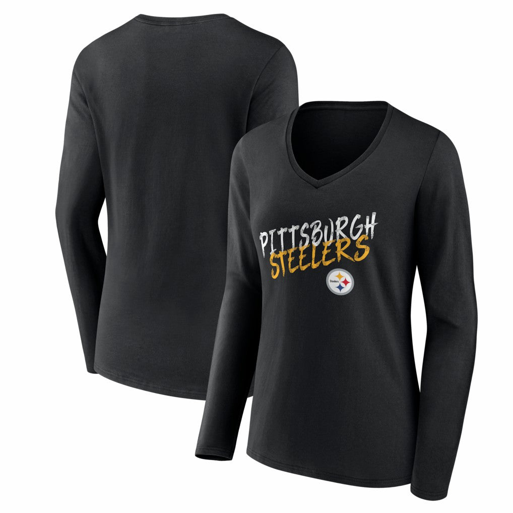 Pittsburgh Steelers Women's Hustle Long Sleeve V-Neck T-Shirt | NFL Sale