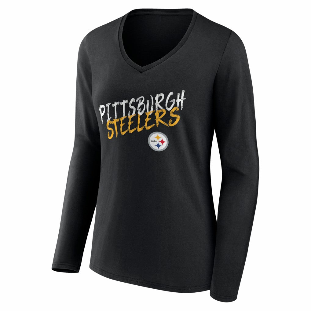 Pittsburgh Steelers Women's Hustle Long Sleeve V-Neck T-Shirt | NFL Sale
