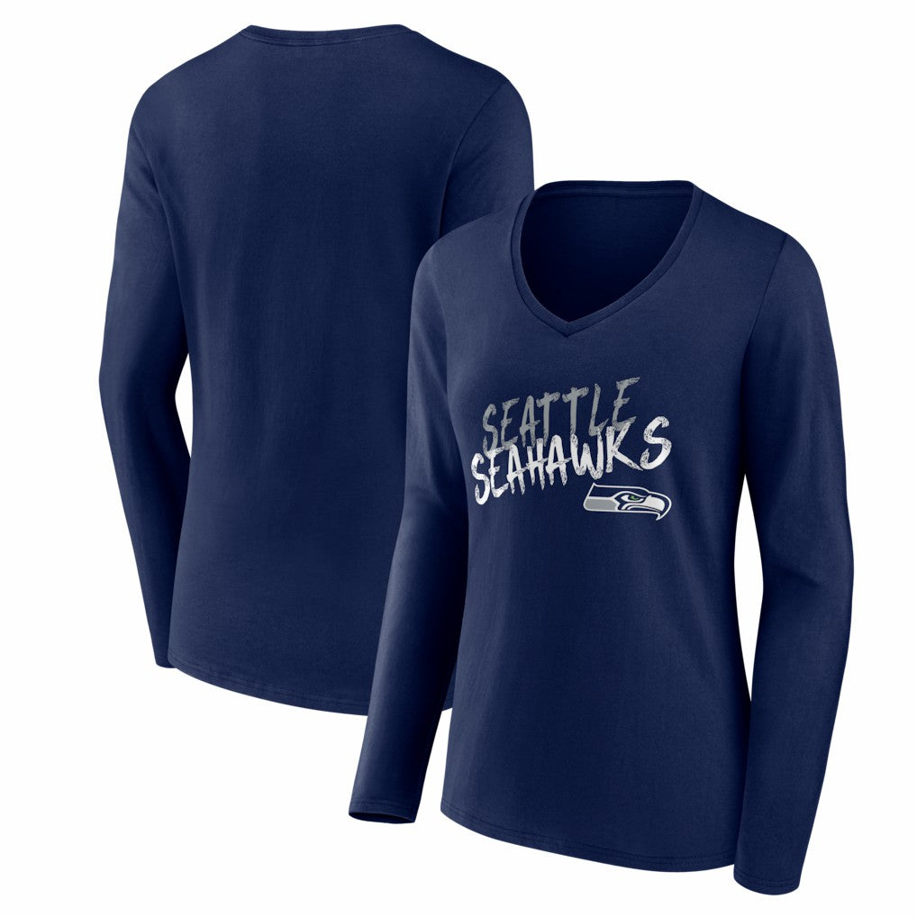 Seattle Seahawks Women's Hustle Long Sleeve V-Neck T-Shirt | NFL Sale