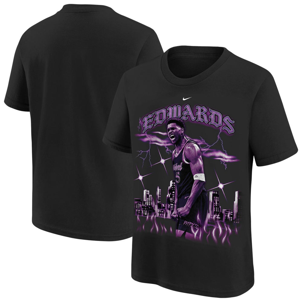 Black Anthony Edwards Minnesota Timberwolves Youth City Edition Player T-Shirt | NBA