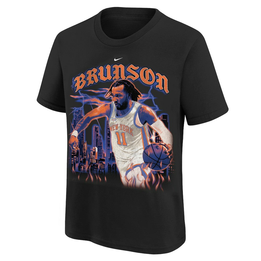 Black Jalen Brunson New York Knicks Youth City Edition Player T-Shirt | NBA