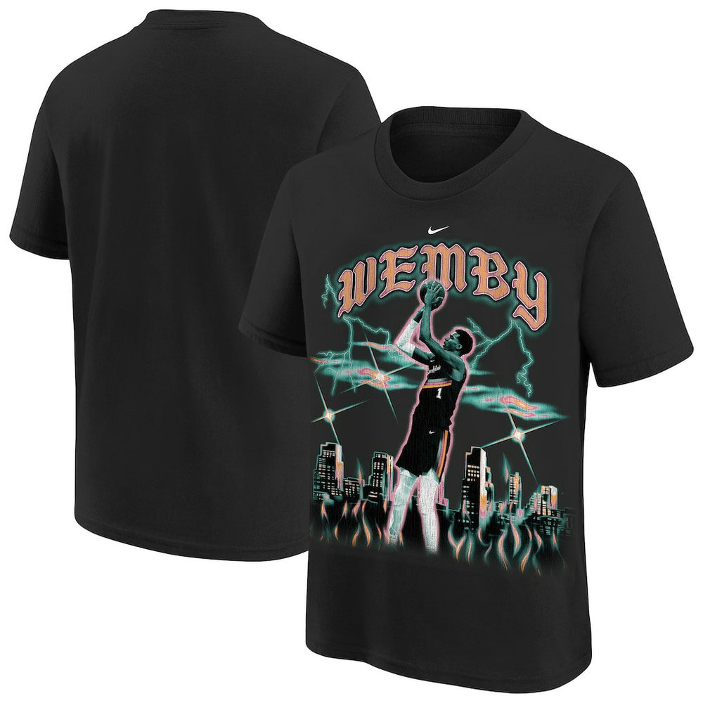 Black Victor Wembanyama San Antonio Spurs Youth City Edition Player T-Shirt | NBA