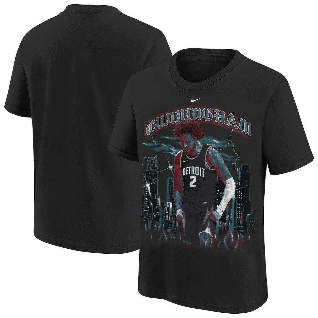 Black Cade Cunningham Detroit Pistons Youth City Edition Player T-Shirt sale | NBA
