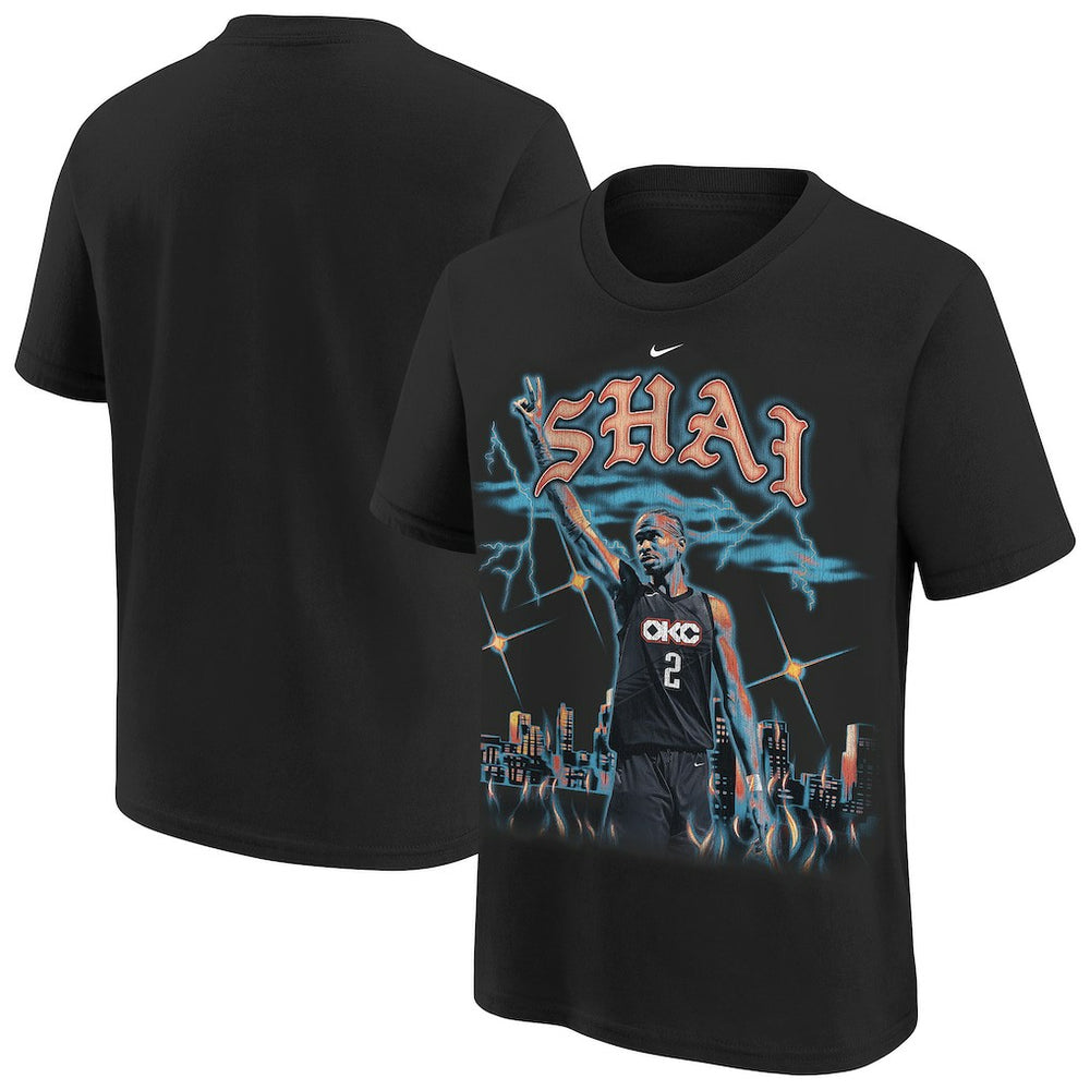 Black Shai Gilgeous-Alexander Oklahoma City Thunder Youth City Edition Player T-Shirt | NBA