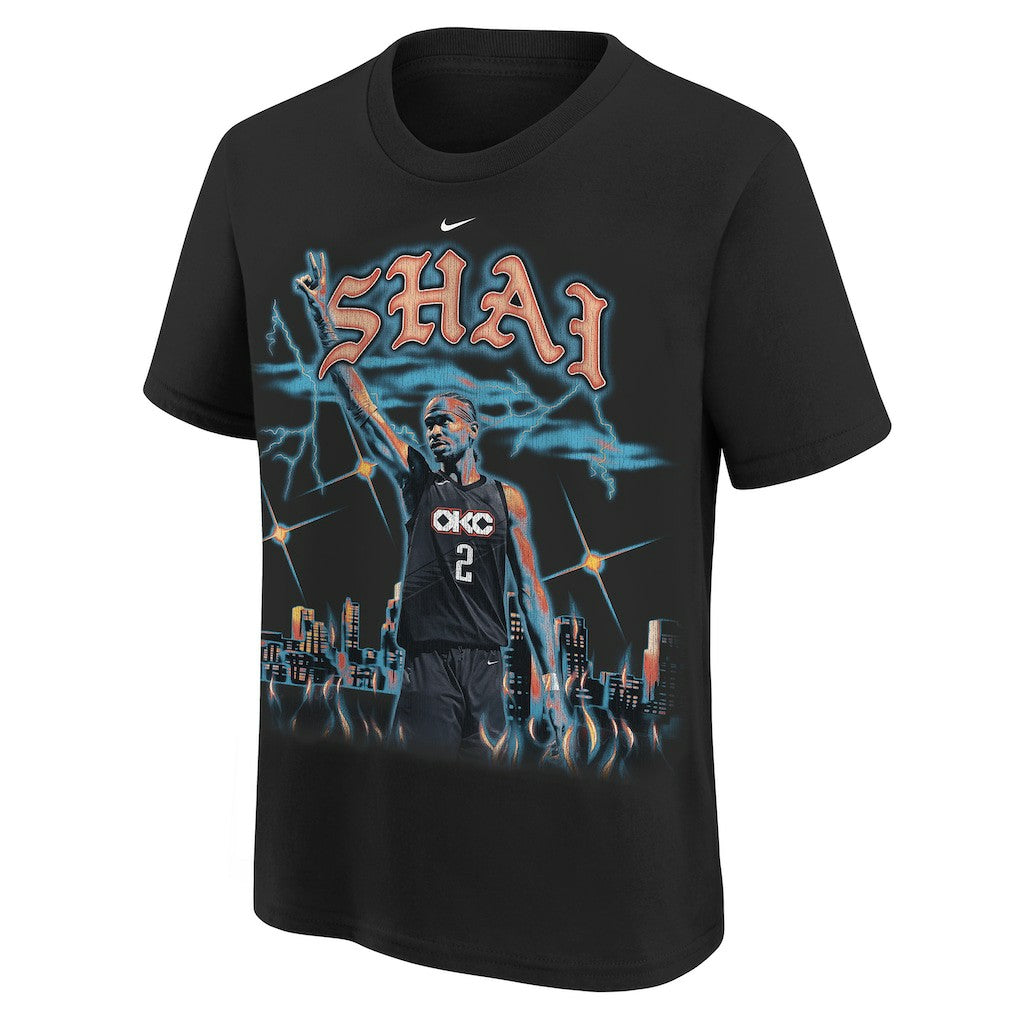 Black Shai Gilgeous-Alexander Oklahoma City Thunder Youth City Edition Player T-Shirt | NBA