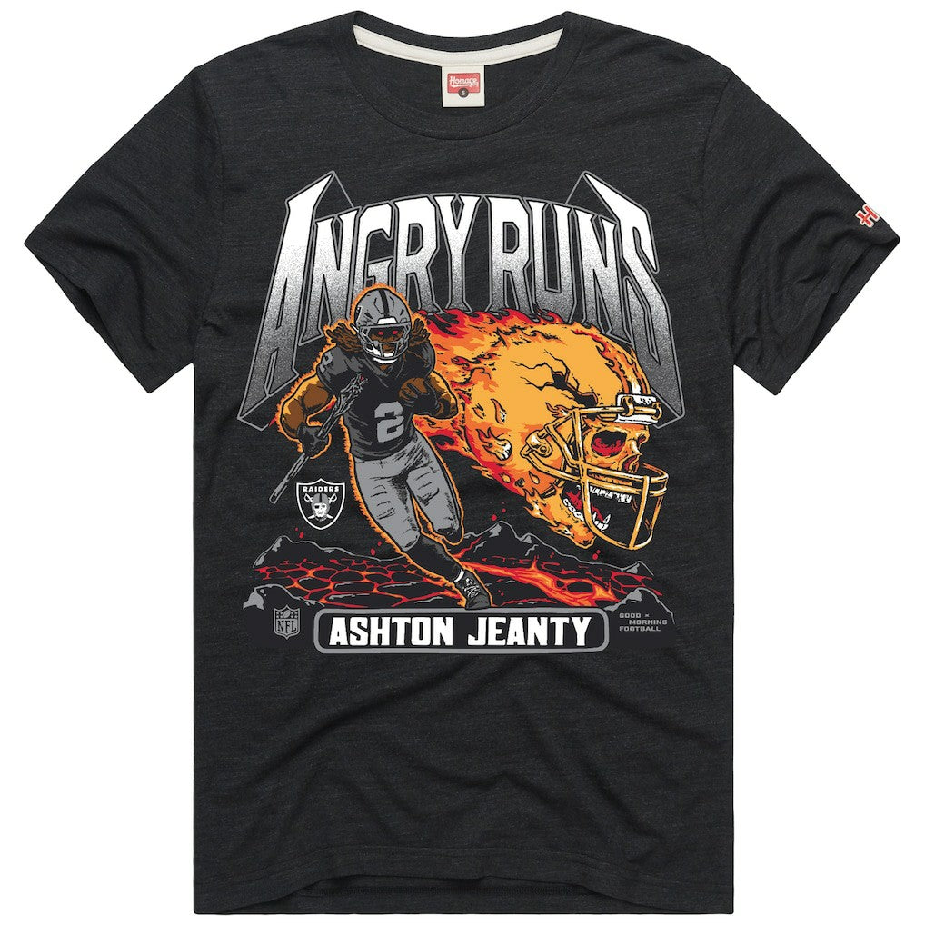 Las Vegas Raiders Ashton Jeanty  Homage Unisex Angry Runs Player Graphic Tri-Blend T-Shirt | NFL Hot