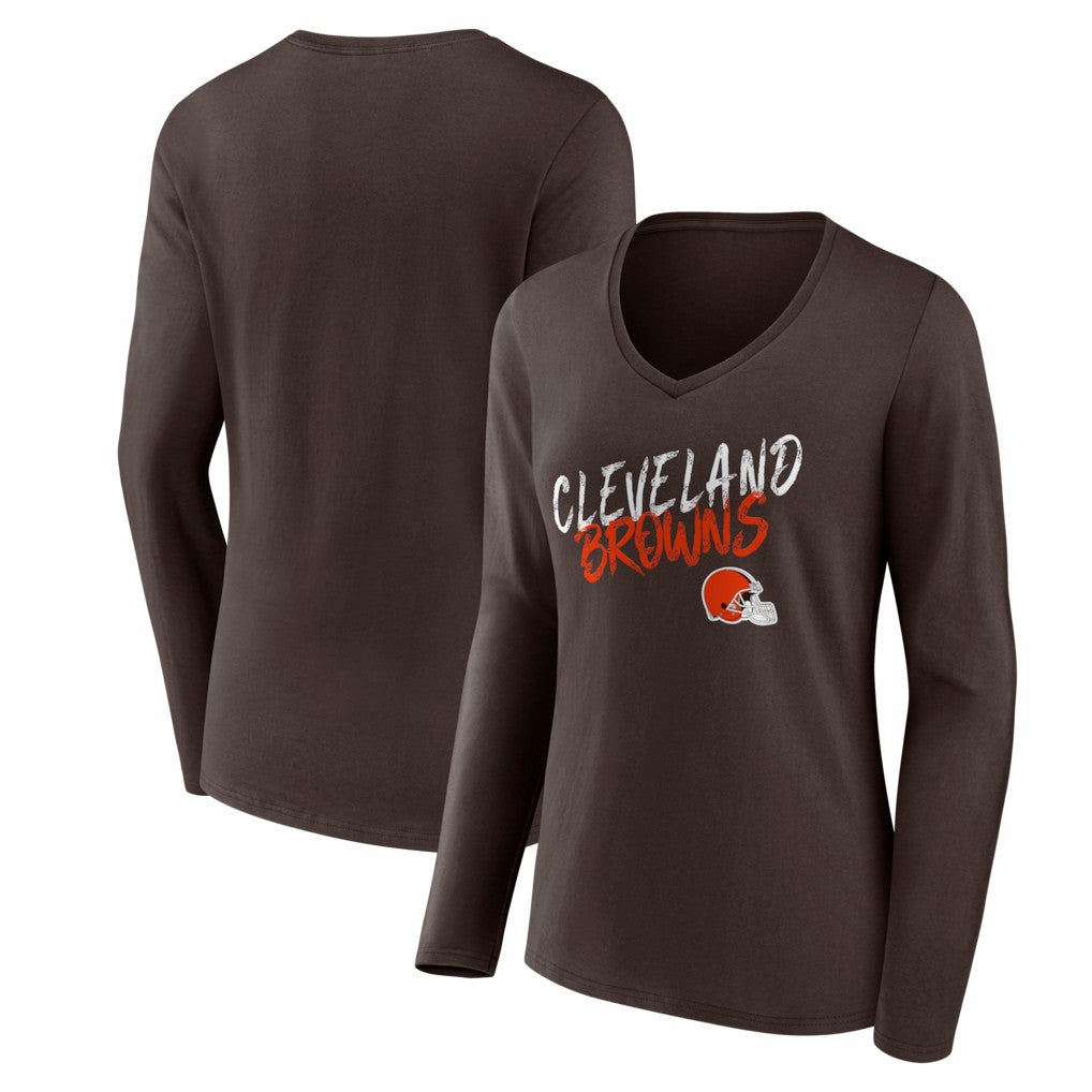 Cleveland Browns Women's Hustle Long Sleeve V-Neck T-Shirt | NFL Online