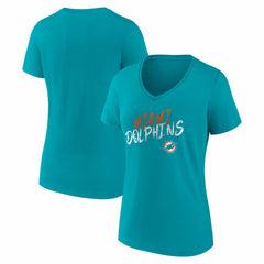 Miami Dolphins Women's Hustle V-Neck T-Shirt | NFL Discount