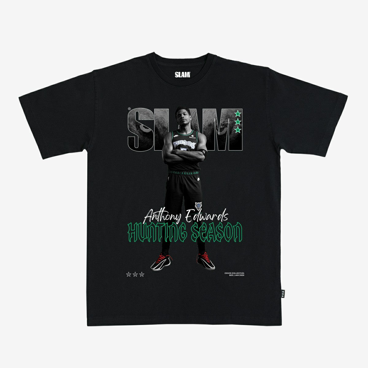 Black Anthony Edwards Minnesota Timberwolves Unisex SLAM Cover T-Shirt | NBA
