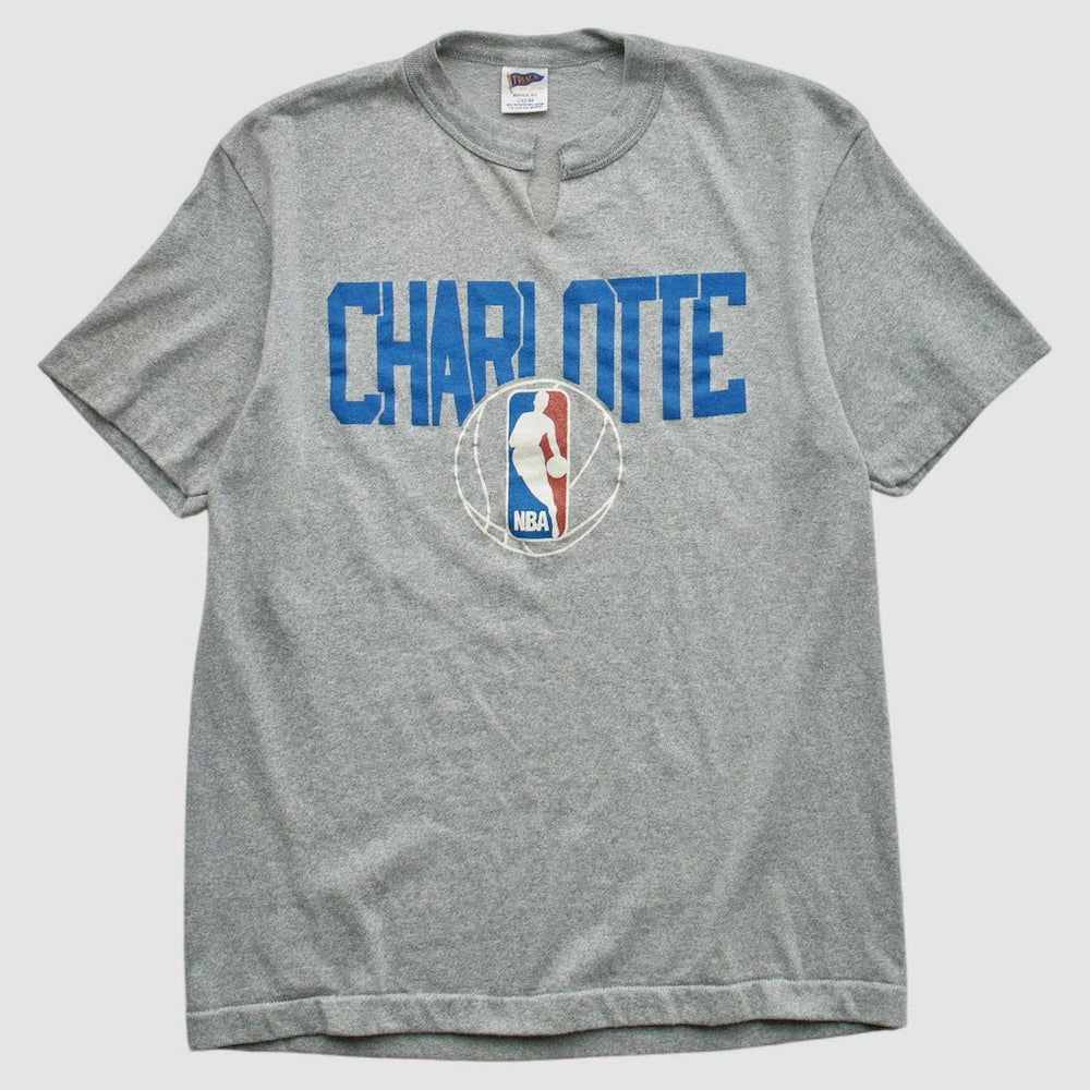 Heather Gray Charlotte Hornets Trench 90s T-shirt | NBA