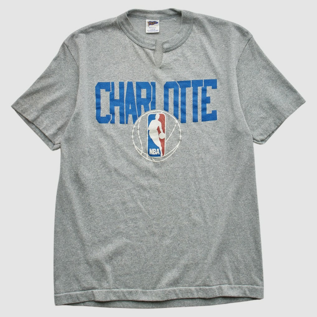 Heather Gray Charlotte Hornets Trench 90s T-shirt | NBA