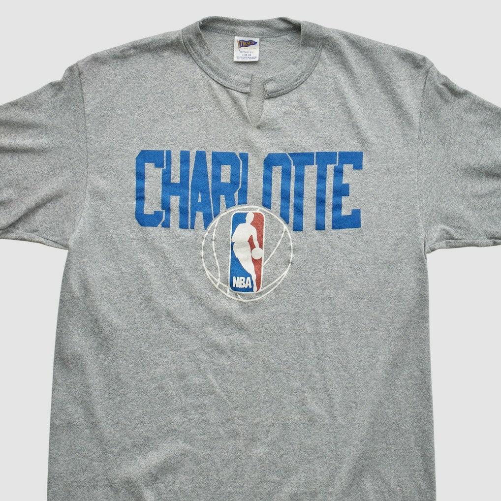 Heather Gray Charlotte Hornets Trench 90s T-shirt | NBA