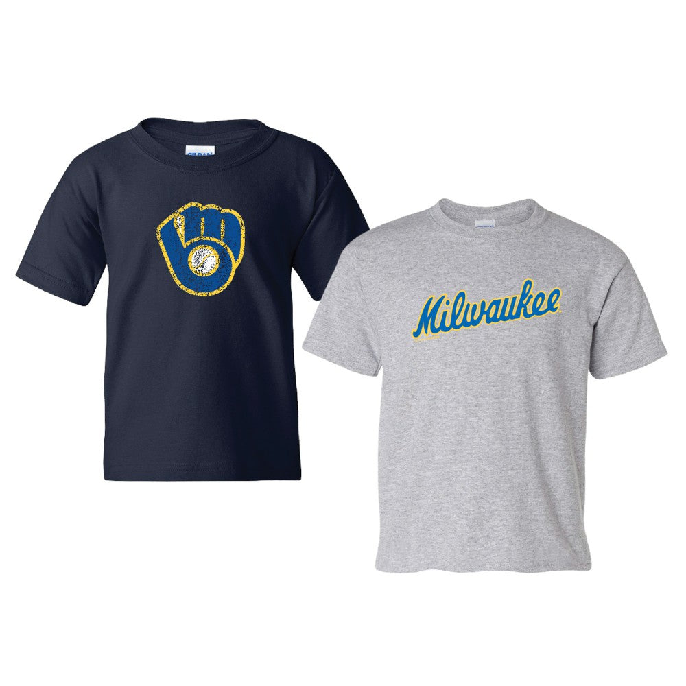 Milwaukee Brewers Soft as a Grape Youth  Cooperstown 2-Pack T-Shirt Set - MLB T-shirts
