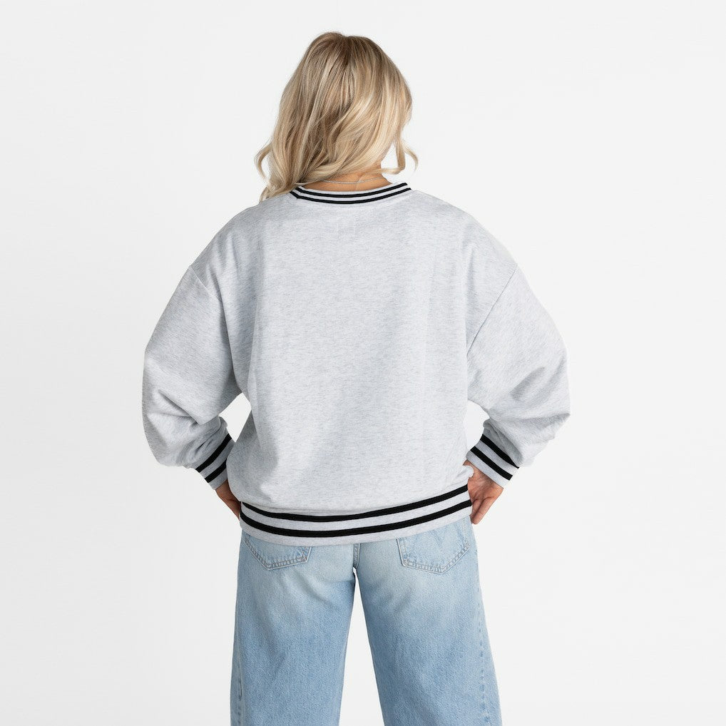 Baltimore Ravens Gameday Couture Women's Oversized Gridiron Drive Ringer Stripe Sweatshirt | NFL US