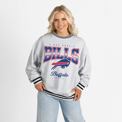Buffalo Bills Gameday Couture Women's Oversized Gridiron Drive Ringer Stripe Sweatshirt | NFL Hot