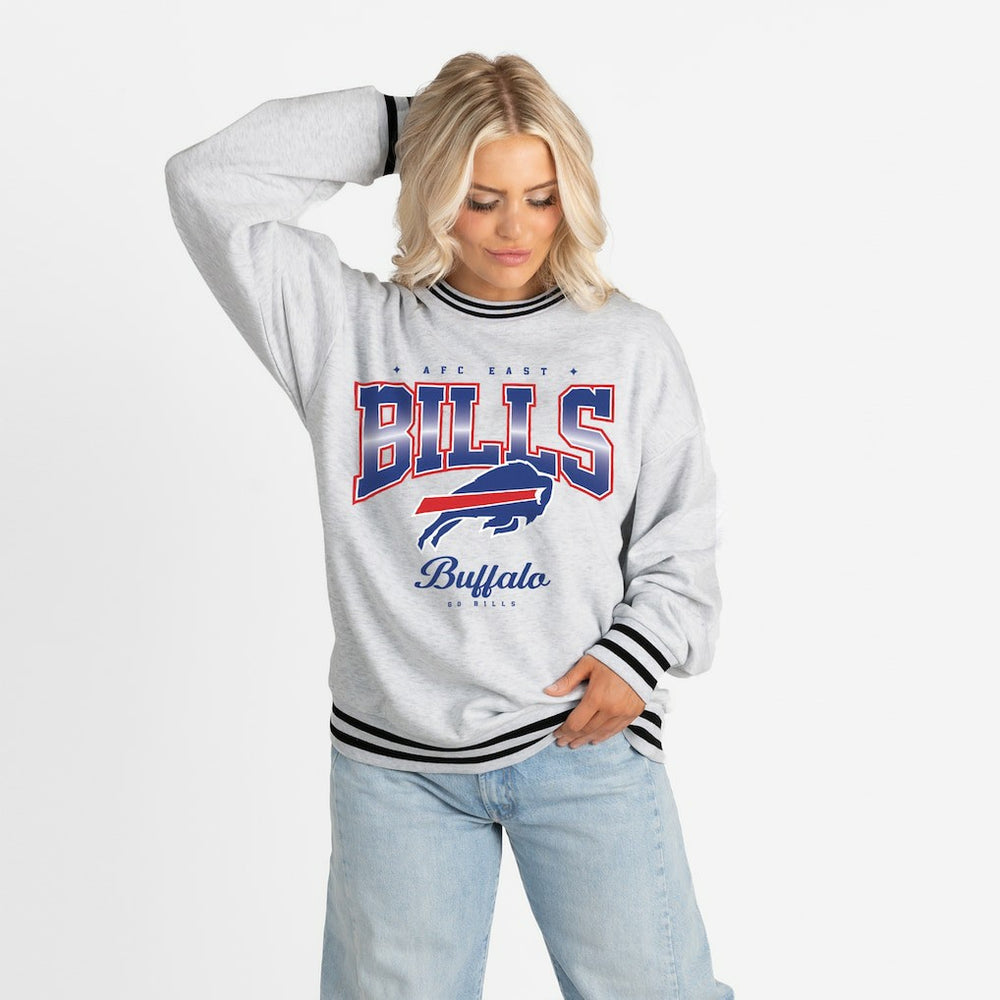 Buffalo Bills Gameday Couture Women's Oversized Gridiron Drive Ringer Stripe Sweatshirt | NFL Hot