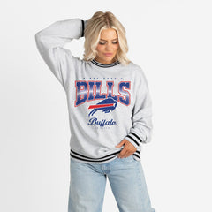 Buffalo Bills Gameday Couture Women's Oversized Gridiron Drive Ringer Stripe Sweatshirt | NFL Hot