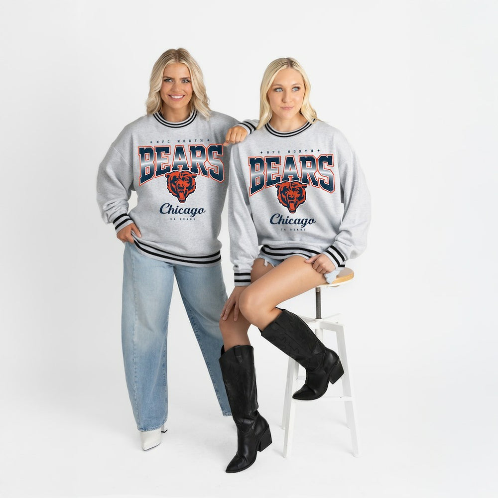 Chicago Bears Gameday Couture Women's Oversized Gridiron Drive Ringer Stripe Sweatshirt | NFL Near me