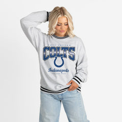 Indianapolis Colts Gameday Couture Women's Oversized Gridiron Drive Ringer Stripe Sweatshirt | NFL On sale