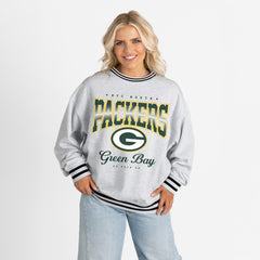 Green Bay Packers Gameday Couture Women's Oversized Gridiron Drive Ringer Stripe Sweatshirt | NFL Online