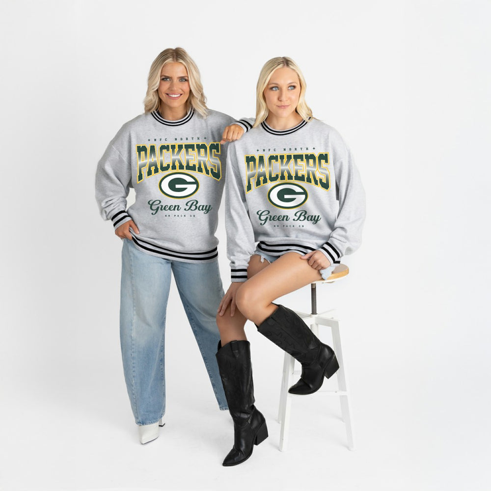 Green Bay Packers Gameday Couture Women's Oversized Gridiron Drive Ringer Stripe Sweatshirt | NFL Online