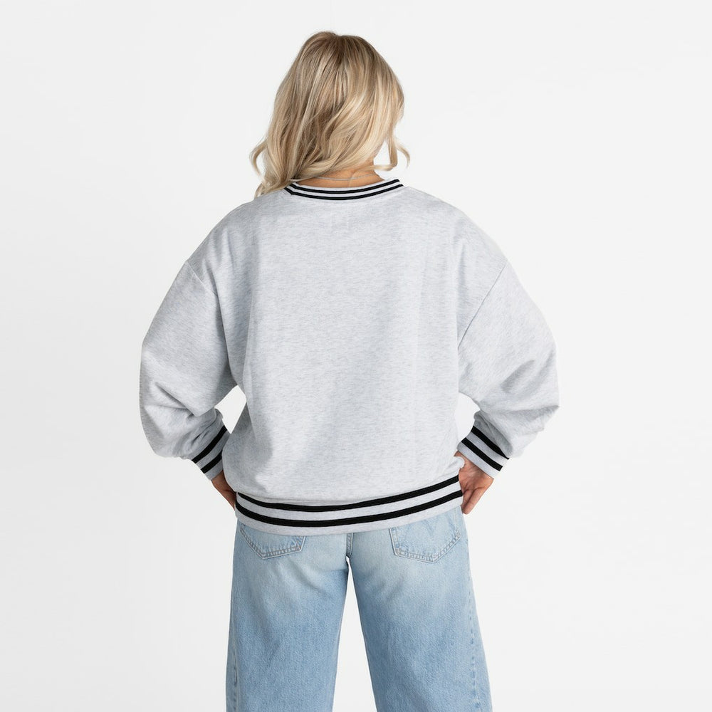 Los Angeles Chargers Gameday Couture Women's Oversized Gridiron Drive Ringer Stripe Sweatshirt | NFL Hot