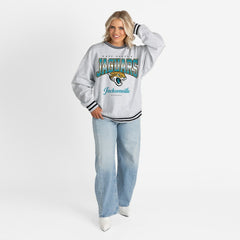 Jacksonville Jaguars Gameday Couture Women's Oversized Gridiron Drive Ringer Stripe Sweatshirt | NFL Online