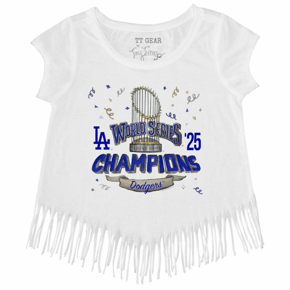 Los Angeles Dodgers Tiny Turnip Girls Youth 2025 World Series Champions Parade Fringe T-Shirt - MLB T-shirts