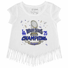 Los Angeles Dodgers Tiny Turnip Girls Youth 2025 World Series Champions Parade Fringe T-Shirt - MLB T-shirts